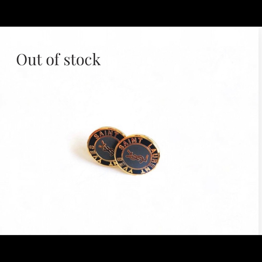 Vintage Black & Gold YSL Button Studs